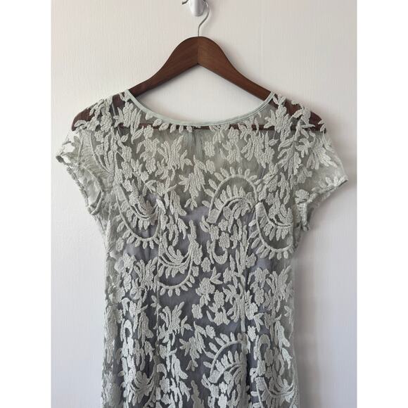 Adrianna Papell Mint Green Lace Overlay Keyhole Back Sheath Dress Size 4 - Picture 3 of 15